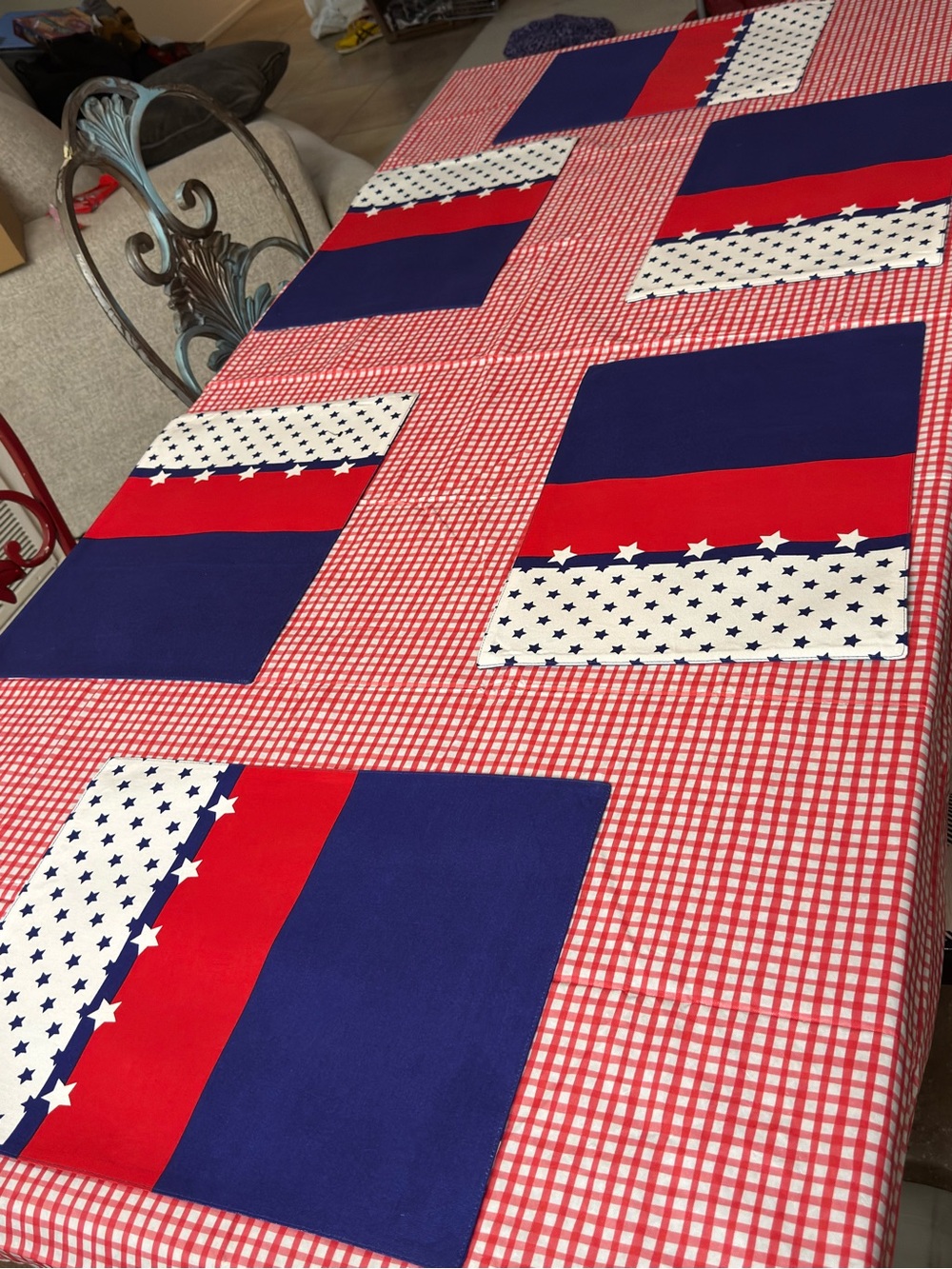 Patriotic Red, White & Blue Table Placemats Set of 6